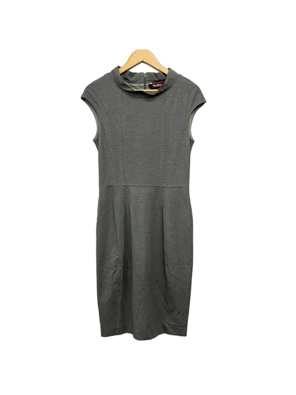 Max Mara Studio Dress Gray Sleeveless Knee-Length Sample M